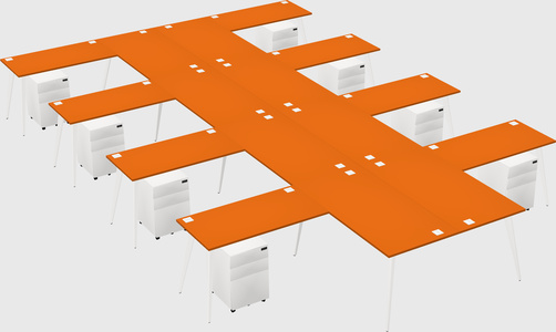 Shared l-shaped office desk system