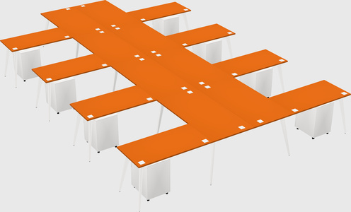 Shared l-shaped office desk system