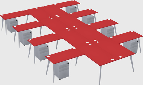 Shared l-shaped office desk system