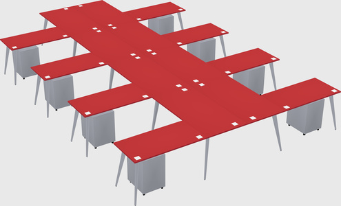 Shared l-shaped office desk system