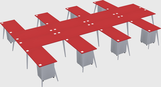 Shared l-shaped office desk system