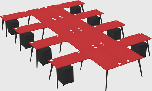 Shared l-shaped office desk system