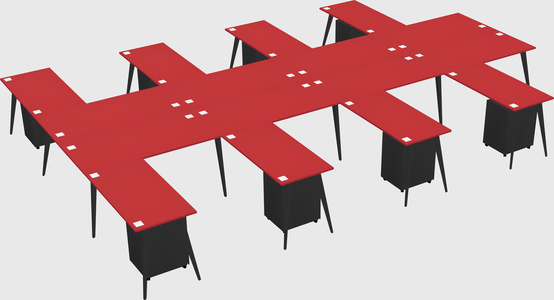 Shared l-shaped office desk system