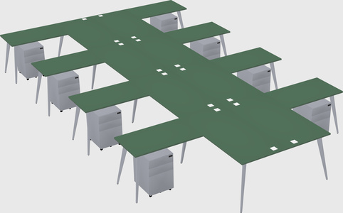 Shared l-shaped office desk system