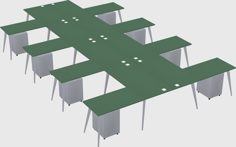 Shared l-shaped office desk system