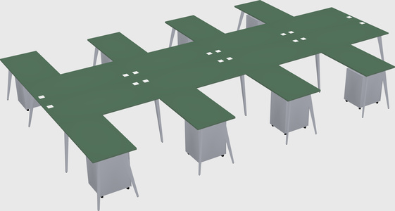 Shared l-shaped office desk system