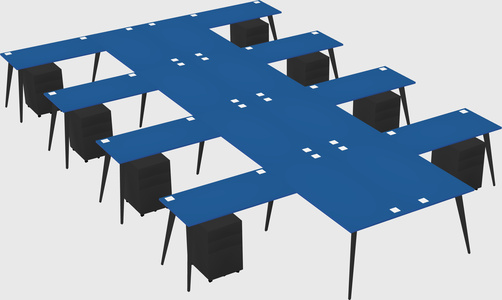 Shared l-shaped office desk system