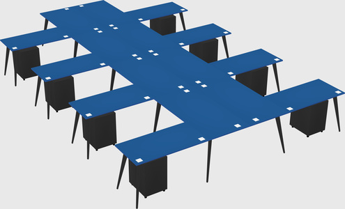 Shared l-shaped office desk system