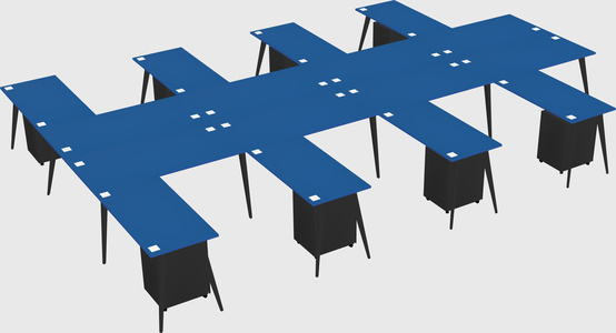 Shared l-shaped office desk system