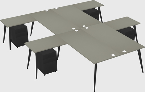 Shared l-shaped office desk system