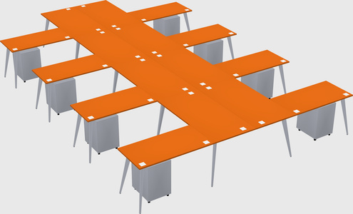 Shared l-shaped office desk system