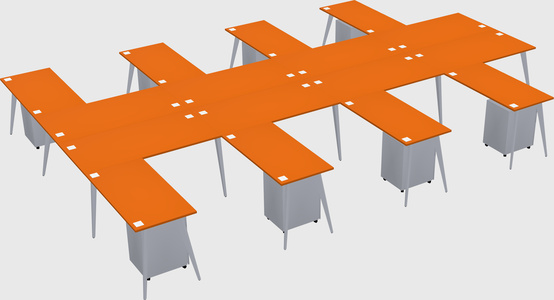 Shared l-shaped office desk system