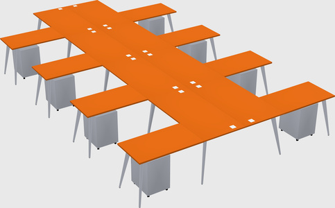Shared l-shaped office desk system