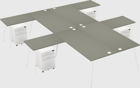 Shared l-shaped office desk system