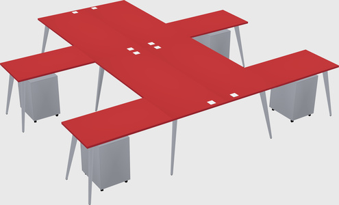 Shared l-shaped office desk system