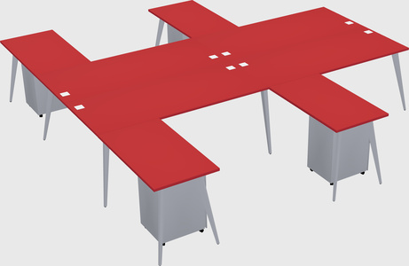 Shared l-shaped office desk system