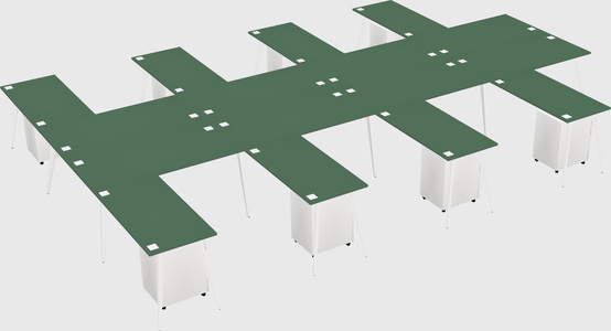 Shared l-shaped office desk system