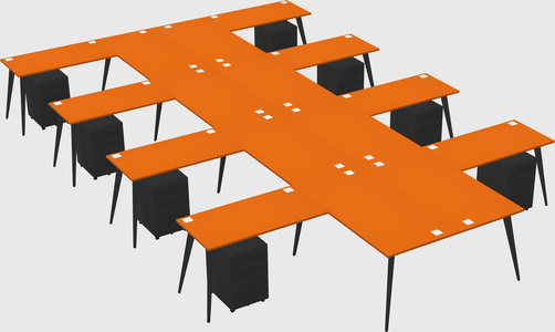 Shared l-shaped office desk system