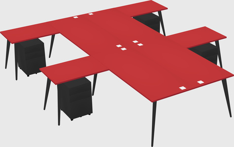 Shared l-shaped office desk system