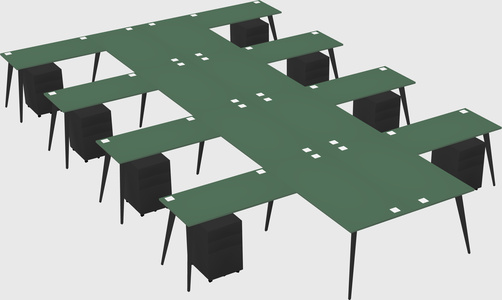 Shared l-shaped office desk system