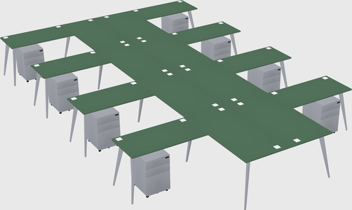 Shared l-shaped office desk system