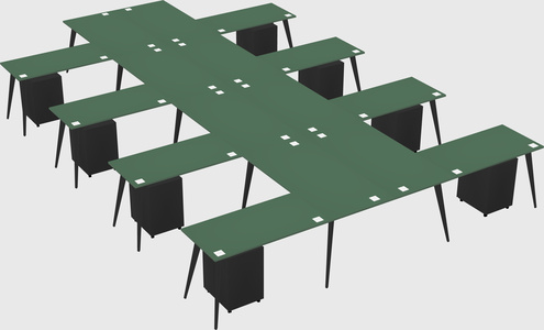 Shared l-shaped office desk system