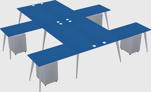 Shared l-shaped office desk system