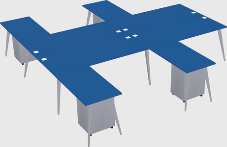 Shared l-shaped office desk system