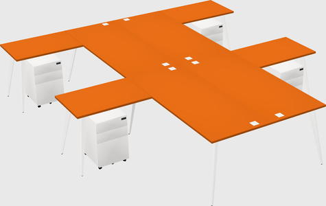 Shared l-shaped office desk system