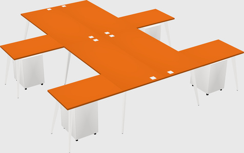 Shared l-shaped office desk system