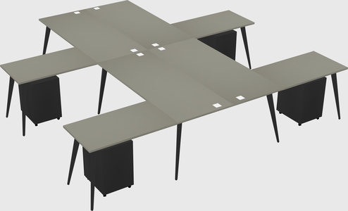 Shared l-shaped office desk system