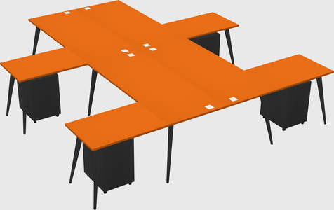 Shared l-shaped office desk system