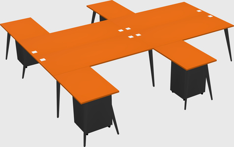 Shared l-shaped office desk system