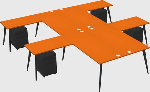 Shared l-shaped office desk system