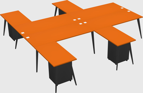 Shared l-shaped office desk system