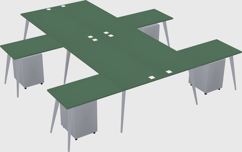 Shared l-shaped office desk system