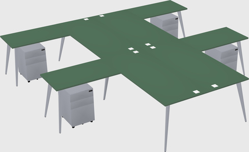 Shared l-shaped office desk system