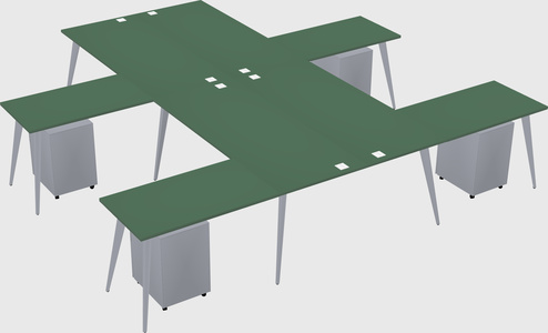 Shared l-shaped office desk system