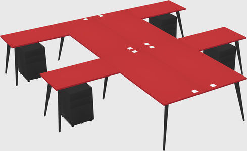 Shared l-shaped office desk system