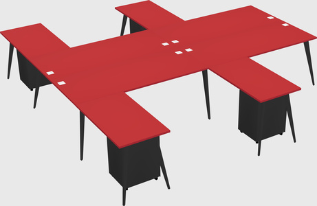 Shared l-shaped office desk system