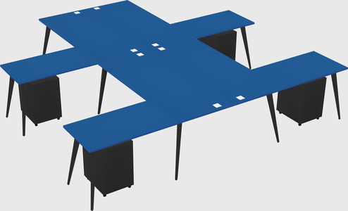 Shared l-shaped office desk system