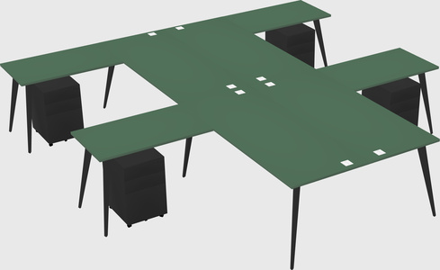 Shared l-shaped office desk system