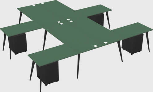Shared l-shaped office desk system