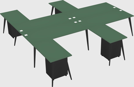 Shared l-shaped office desk system