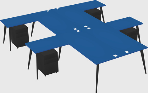 Shared l-shaped office desk system