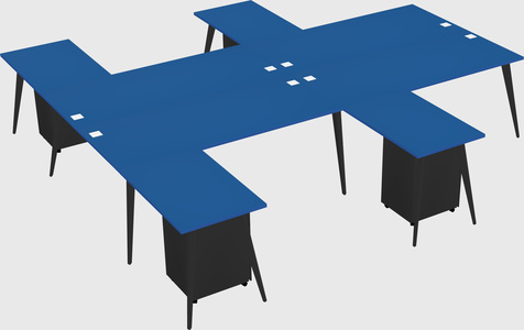 Shared l-shaped office desk system