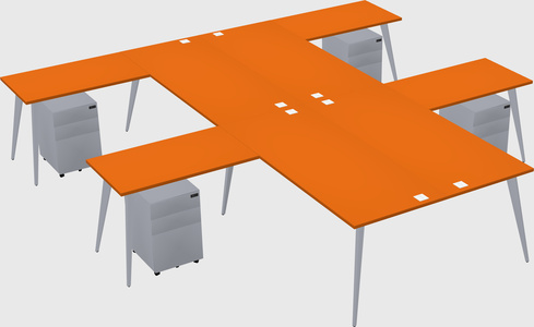 Shared l-shaped office desk system