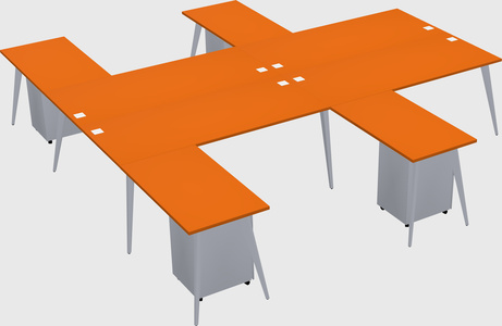 Shared l-shaped office desk system