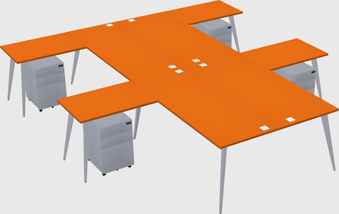 Shared l-shaped office desk system