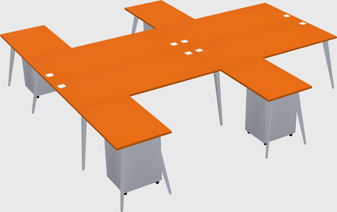 Shared l-shaped office desk system